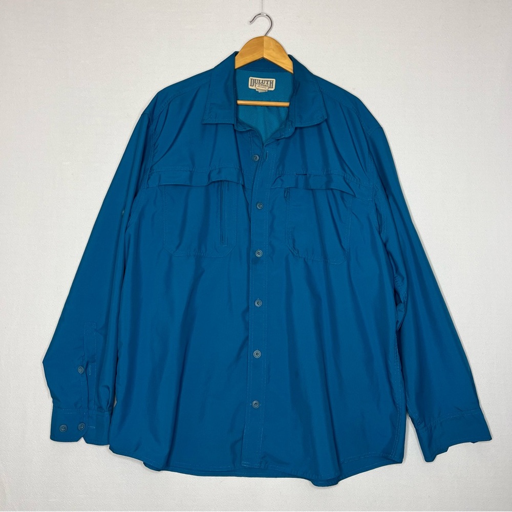 Duluth Trading Co Blue Vented Long Sleeve Vented Mens Button Up Size 2XL